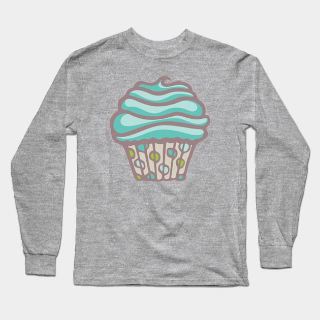 POLKA DOT CUPCAKE DREAMS Party Turquoise Buttercream Icing - UnBlink Studio by Jackie Tahara Long Sleeve T-Shirt by UnBlink Studio by Jackie Tahara